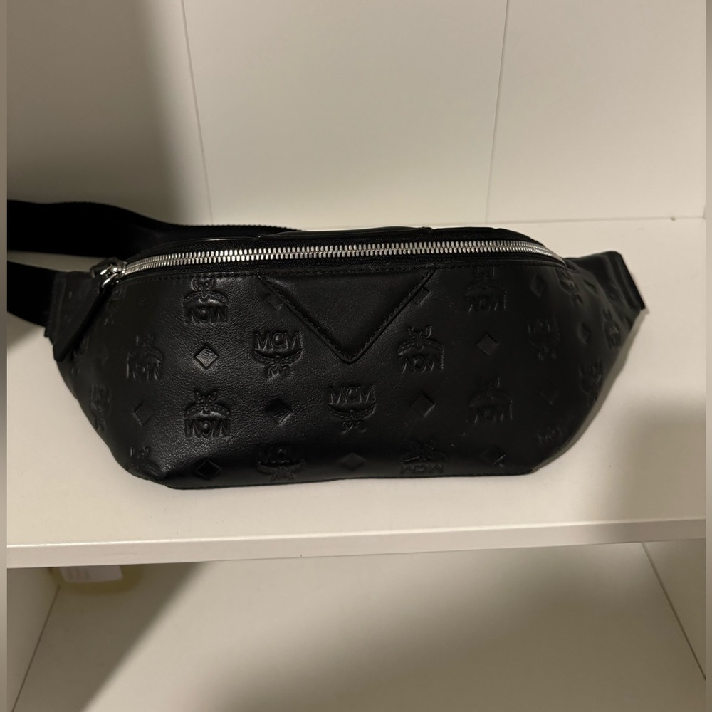 MCM Embossed Leather Belt Bag
